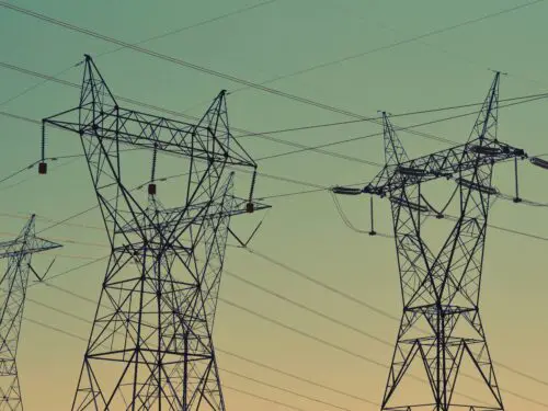Electric transmission towers.