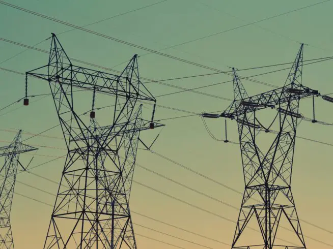 Electric transmission towers.