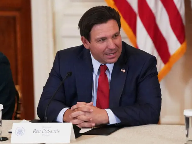 Florida Gov. Ron DeSantis is seen before a roundtable discussion on college sports in the East Room of the White House, Friday, March 6, 2026, in Washington.